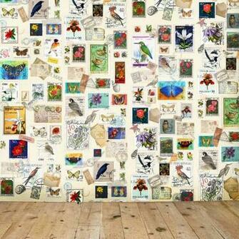 Home Oakdene Designs Vintage Postage Stamp Wallpaper