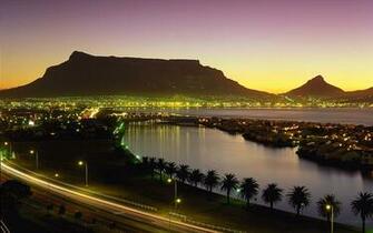 Wallpaper Cape Town South Africa Night Lights Palm Trees