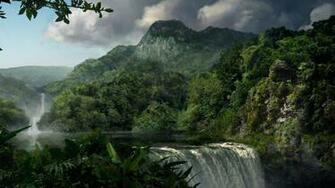 Waterfall In Rainforest HD Wallpaper Background Image