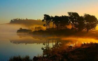Foggy Lake At Dawn Wallpaper