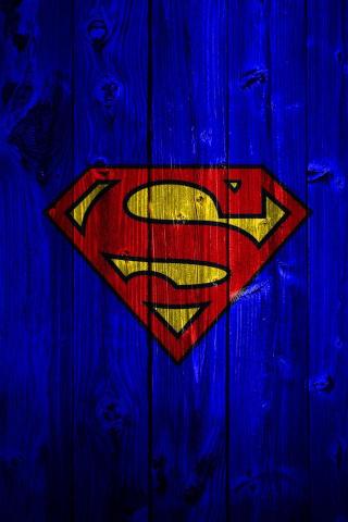 Blue Wood Superman Logo Wallpaper iPhone