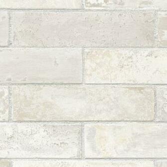 White Cream Grey Beige Realistic Brick With Grout Wallpaper