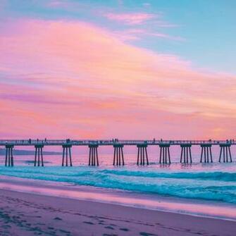 Wallpaper Pier Sea Surf Pink Hermosa Beach