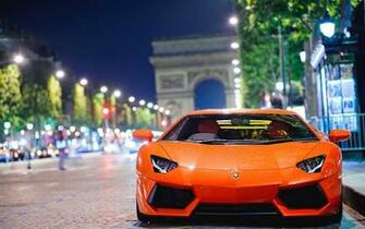 Orange Lamborghini Aventador Street Wallpaper Pink