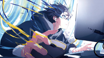 Anime Boy Gamer Playing Computer Art 4k Phone iPhone Wallpaper 4590b