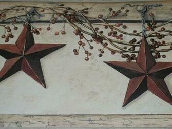 York Country Primitive Hanging Star Berries Wallpaper Border