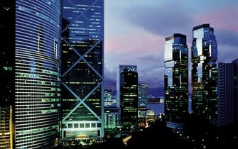 Skyscrapers At Night Desktop Wallpaper