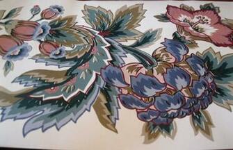 Jacobean Vibrant Flower Floral Waverly Whte Wallpaper Border