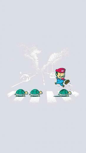 Mario Bros Abbey Road iPhone Wallpaper Pint