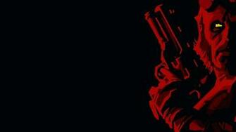 Screenheaven Hellboy Black Background Comics Yellow Eyes