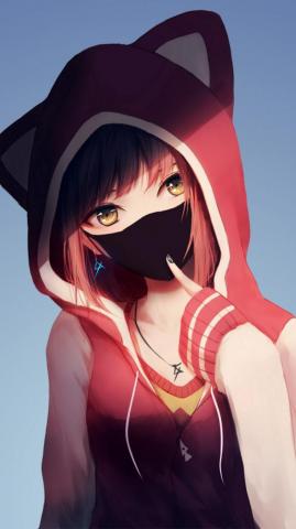 Anime Girl Hoodie 4k Ultra HD Mobile Wallpaper