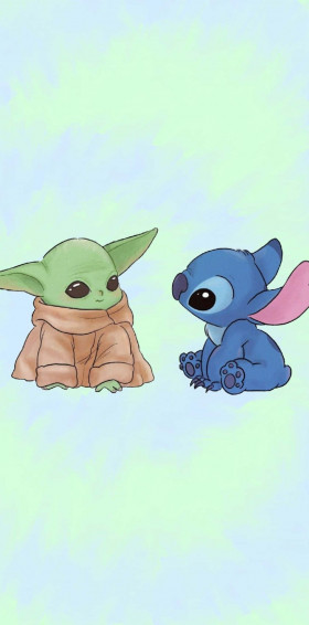 Baby Yoda Cartoon Wallpaper