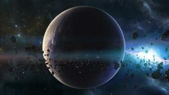 Asteroids Circling A Planet Wallpaper