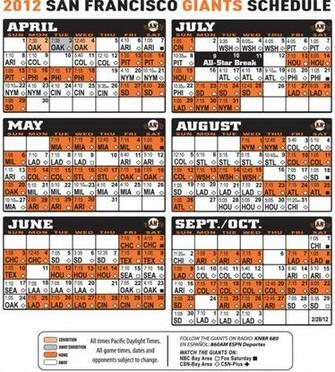 Printable Sf Giants Baseball Schedule Auto Design Tech