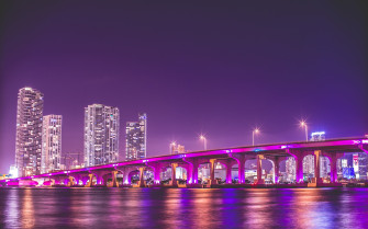 Florida Light Skyscraper Cityscape City Miami Purple Man Made Wallpaper