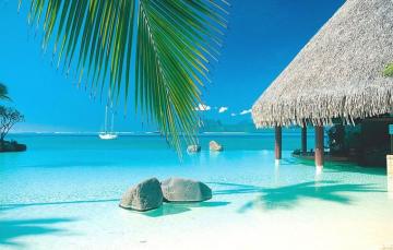 Wallpaper The Ocean Pool Yacht Beach Bungalow Tahiti