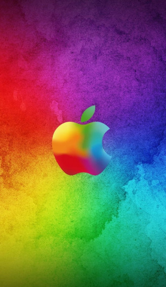 Rainbow Watercolor Amazing Apple HD iPhone Wallpaper