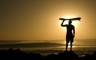 Surfing At Sunset Wallpaper