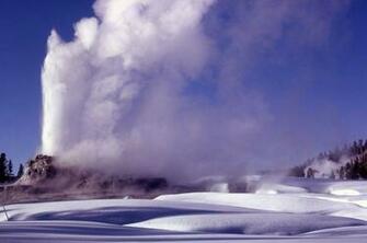 Winter Snow Nature Landscape Yellowstone Geyser Wallpaper
