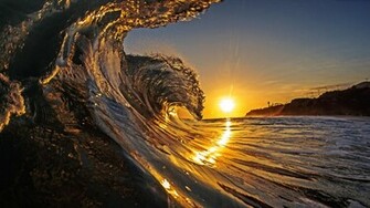 Waves Sunset Wallpaper