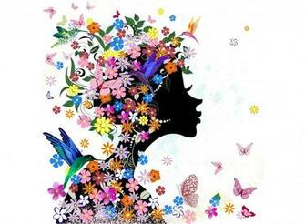 Abstract Girl Butterfly Birds Flower Abstraction Butterflies