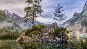 Mountains Cliffs Lake Hintersee Ramsau Bei Berchtesgaden
