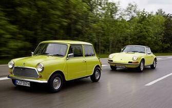 Classic Mini And Porsche Motion Wallpaper