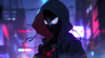 Spider Man Miles Morales In Night City Desktop Wallpaper Laptop