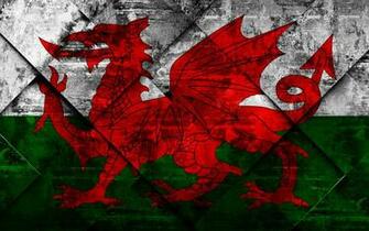 Wallpaper Flag Of Wales Grunge Art Rhombus