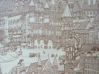 Vintage Wallpaper Village Scene For The Home