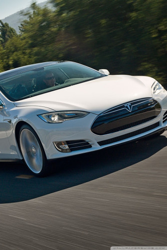 Tesla Model S On The Road Ultra HD Desktop Background Wallpaper