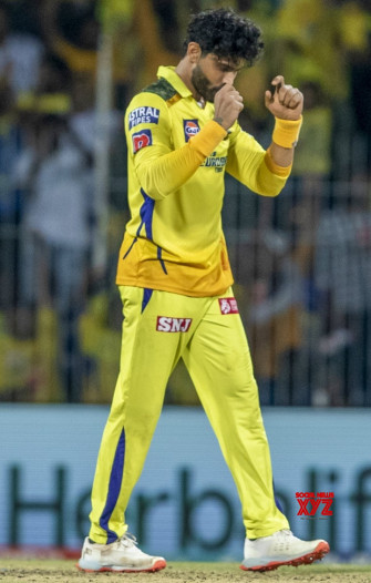 Chennai Super Kings Ravindra Jadeja Celebrates The Wicket Of