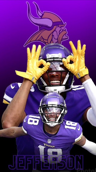 Justin Jefferson Griddy In Minnesota Vikings Logo