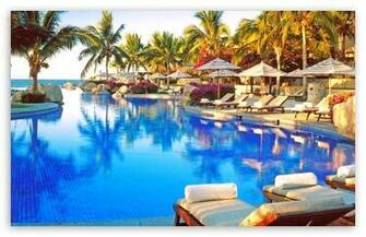 Beautiful Tropical Resort Pool HD Wallpaper For Standard