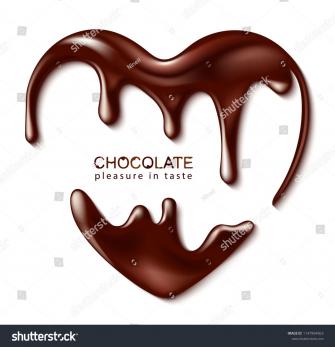 Chocolate In The Form Of Heart Melted Syrup On White