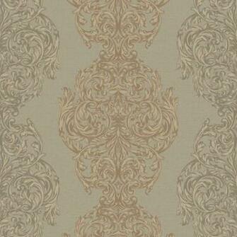 Metallic Gold Ornate Damask Stripe Wallpaper Wall Sticker Outlet