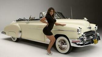 Antique Car With Beautiful Model Wallpaper Photosjunction