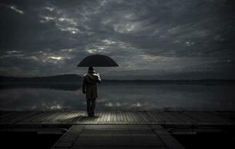 Wallpaper Umbrella Pier Male Waiting Image For Desktop