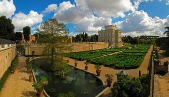 Roma Villa Doria Pamphili Mansion Shrubs Design Pools Cities Wallpaper