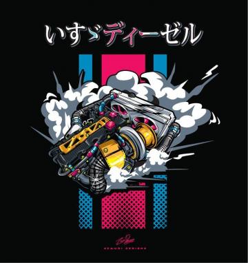 Diesel Engine Art Cars Sticker Automotive