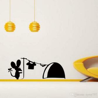 Mouse Hole Wall Art Sticker Washing Vinyl Funny Removable Bedroom