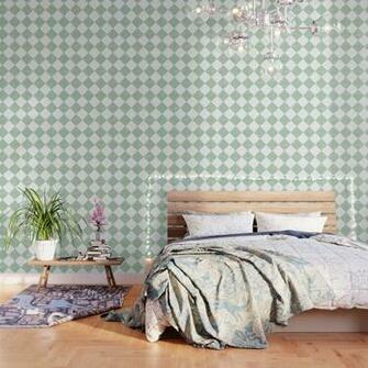 Rustic Farmhouse Checkers In Sage Green And White Wallpaper By
