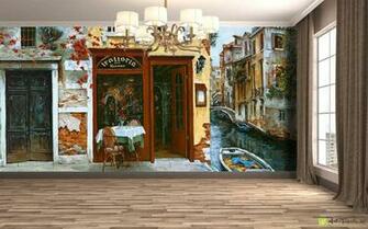 Fresco Wallpaper Wall Murals Cafe In Venice Fototapet Art