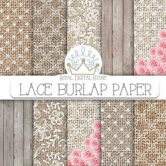 Burlap Background White Lace Texture Wood