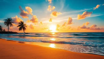 Tropical Beach Sunset Wallpaper