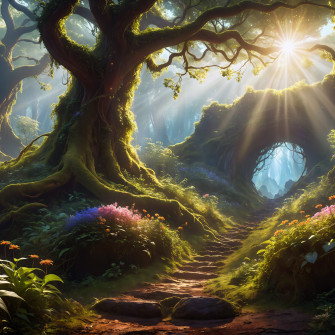 Mystical Forest Wallpaper 4k Path Sunlight Ai Art