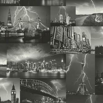 Storm New York London Paris Black White City Photo Wallpaper