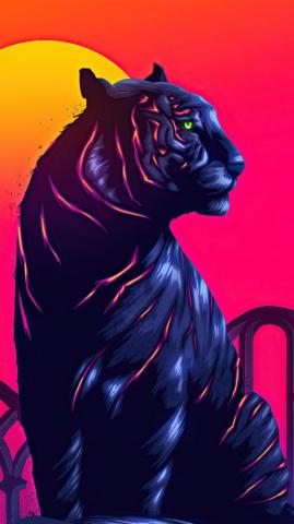 Wallpaper Tiger Neon Art Samsung Galaxy Mini