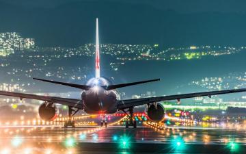 Runway Night Lights Rear Hills Airport