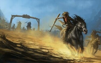 Hats Bandits Cowboy Western Rustic Battle Wallpaper Background